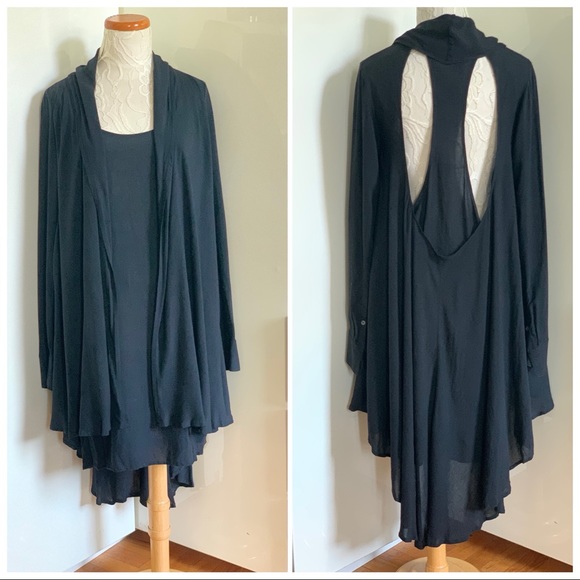 Nicholas K Lagenlook Open Back Long Sleeve Dress sz S